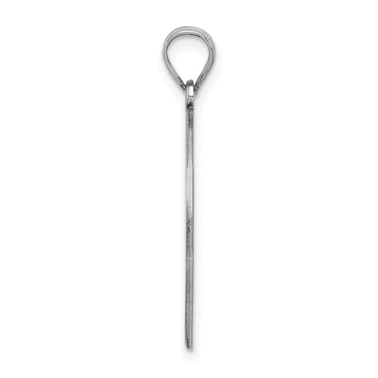 Sterling Silver Rhodium-plated Fancy Script Letter I Initial Pendant QC8999I