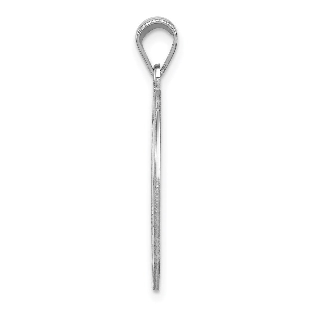 Sterling Silver Rhodium-plated Fancy Script Letter R Initial Pendant QC8999R