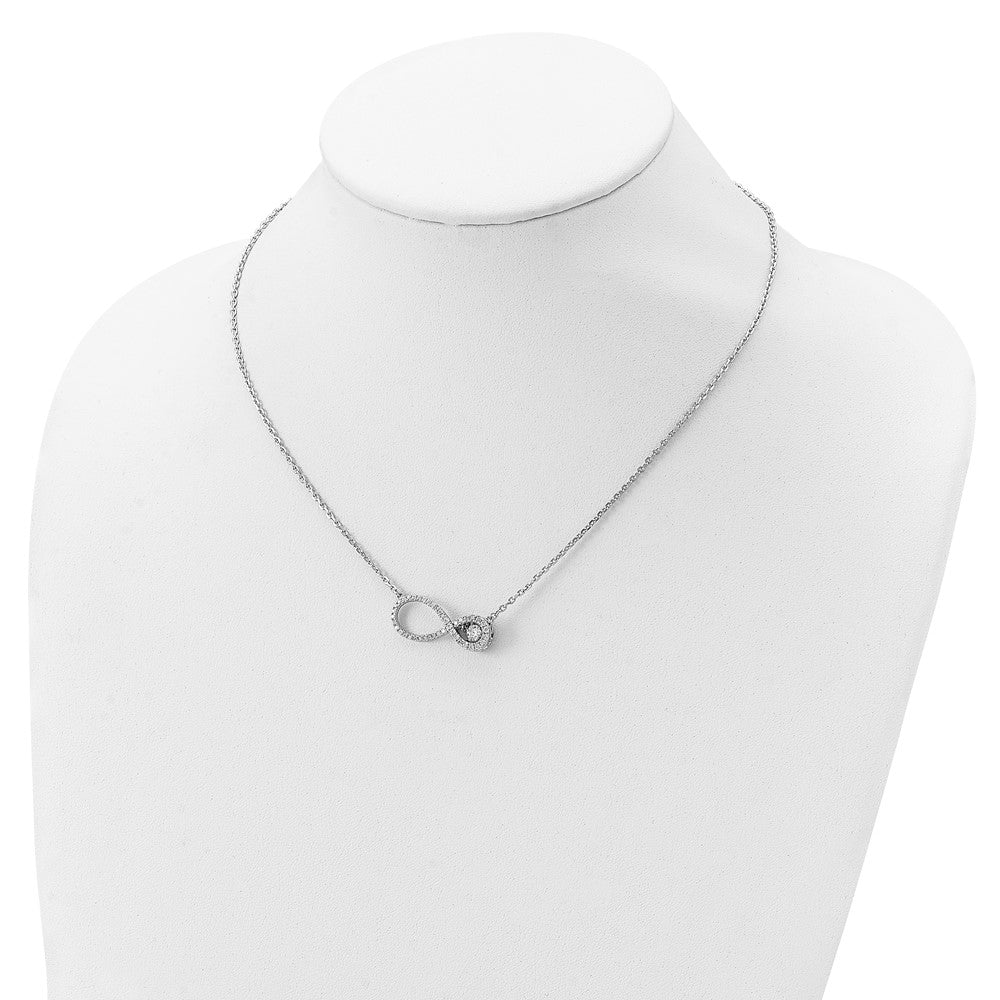 Sterling Silver Polished Vibrant CZ Infinity Necklace QC9000-16