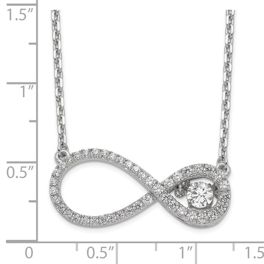 Sterling Silver Polished Vibrant CZ Infinity Necklace QC9000-16