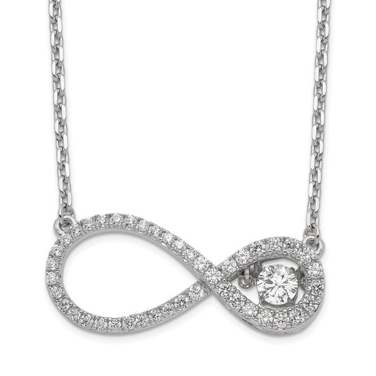 Sterling Silver Polished Vibrant CZ Infinity Necklace QC9000-16