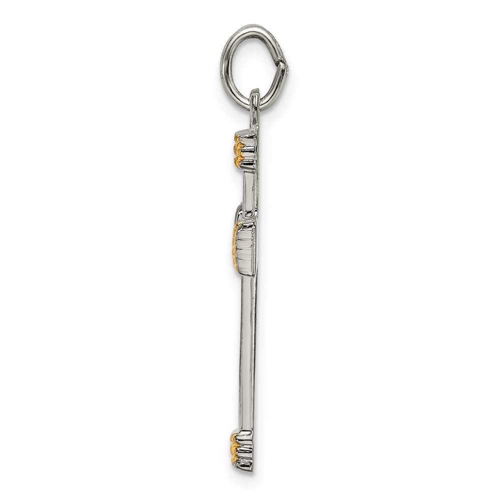 Sterling Silver & Gold-plated Polished Cross Pendant QC9047