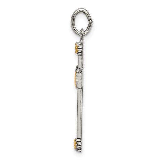 Sterling Silver & Gold-plated Polished Cross Pendant QC9047