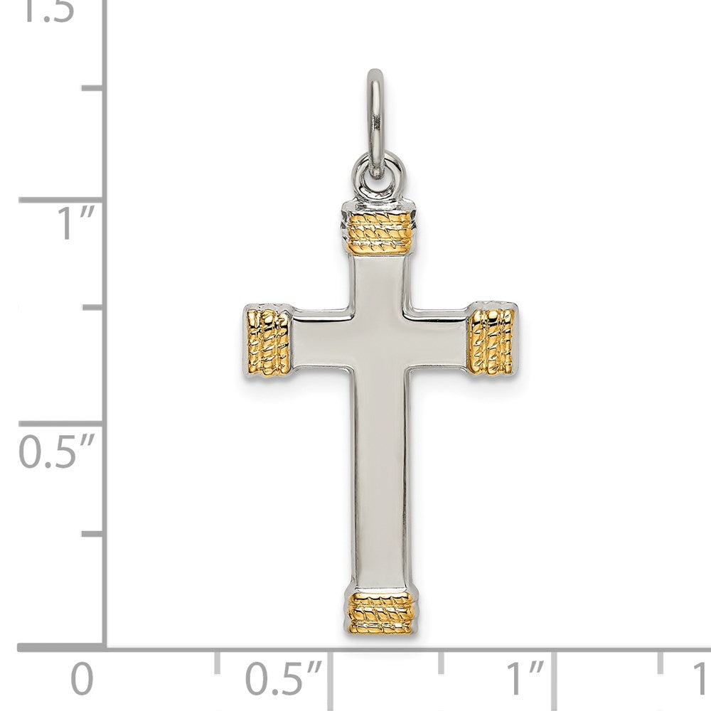 Sterling Silver & Gold-plated Polished Cross Pendant QC9047