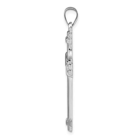 Sterling Silver Rhodium-plated Polished Fancy Cross Pendant QC9049