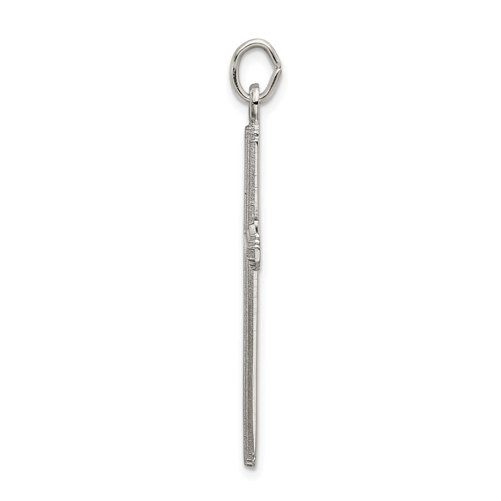 Sterling Silver Polished Grooved Cross Pendant QC9051