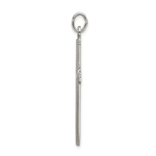 Sterling Silver Polished Grooved Cross Pendant QC9051