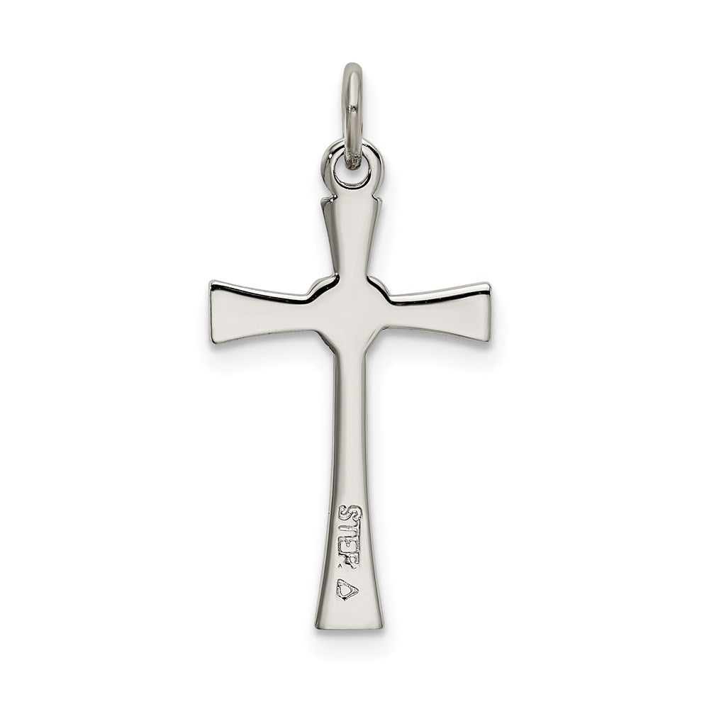 Sterling Silver Polished CZ Heart Cross Pendant QC9053