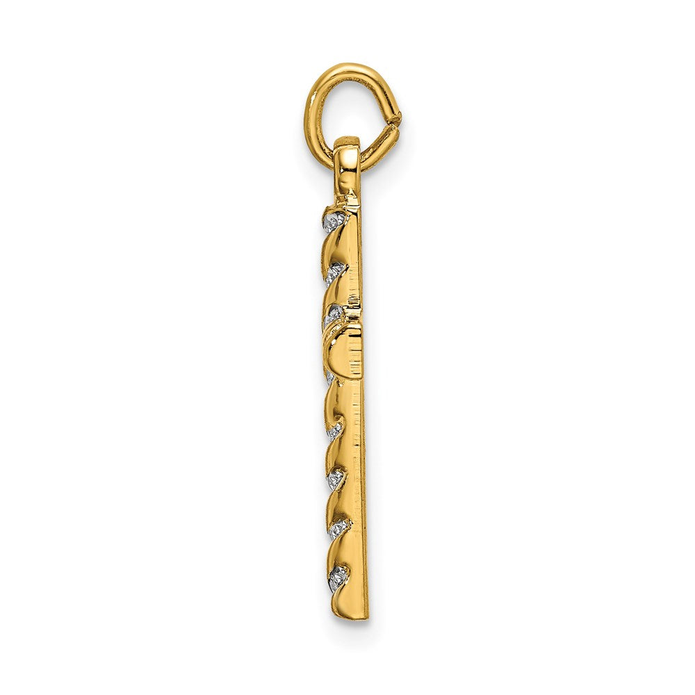 Sterling Silver Gold-plated Polished and Texture Cross Pendant QC9055