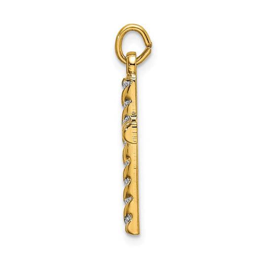 Sterling Silver Gold-plated Polished and Texture Cross Pendant QC9055
