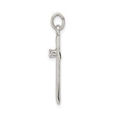 Sterling Silver Polished CZ Cross Pendant QC9090