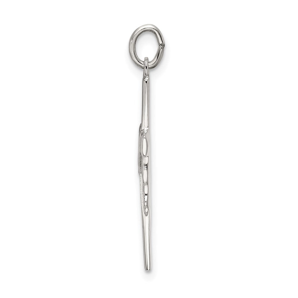 Sterling Silver Polished and Satin Draped Cross Pendant QC9094