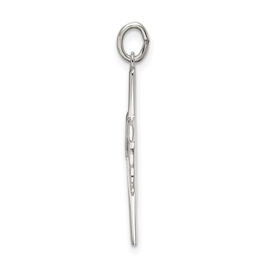 Sterling Silver Polished and Satin Draped Cross Pendant QC9094