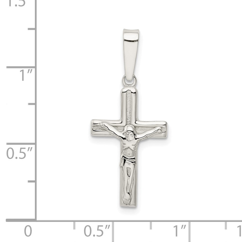 Sterling Silver Polished & textured Crucifix Pendant QC9095
