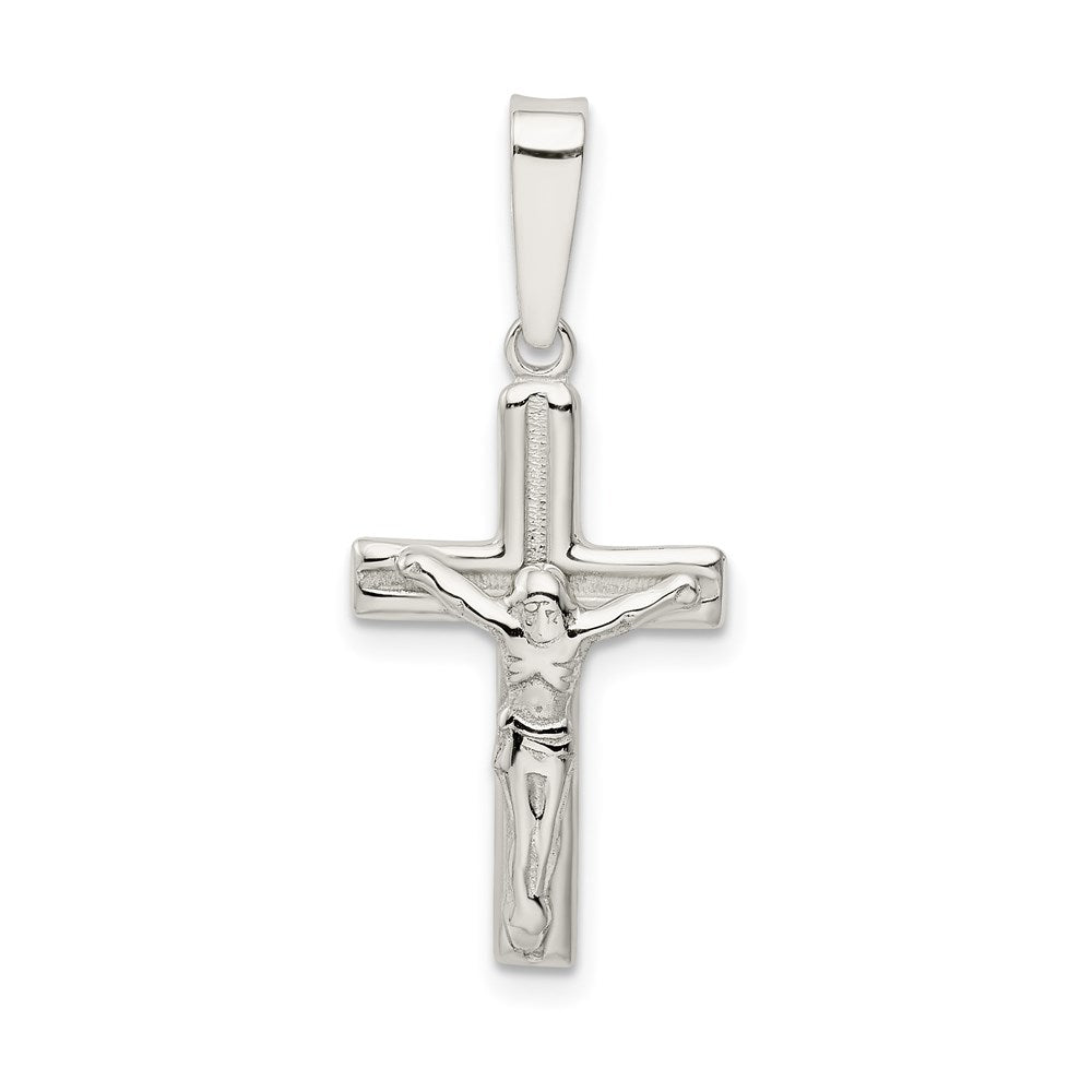 Sterling Silver Polished & textured Crucifix Pendant QC9095