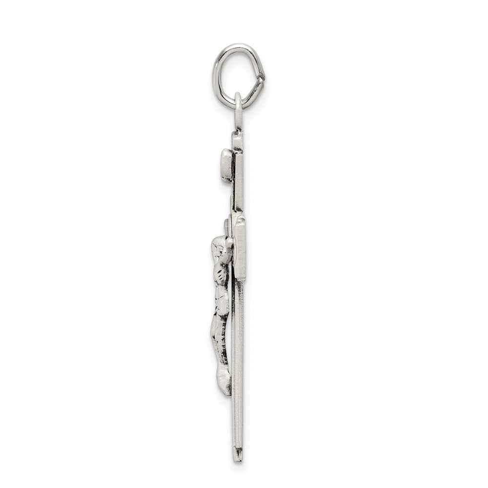 Sterling Silver Satin and D/C INRI Crucifix Pendant QC9098