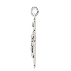 Sterling Silver Satin and D/C INRI Crucifix Pendant QC9098