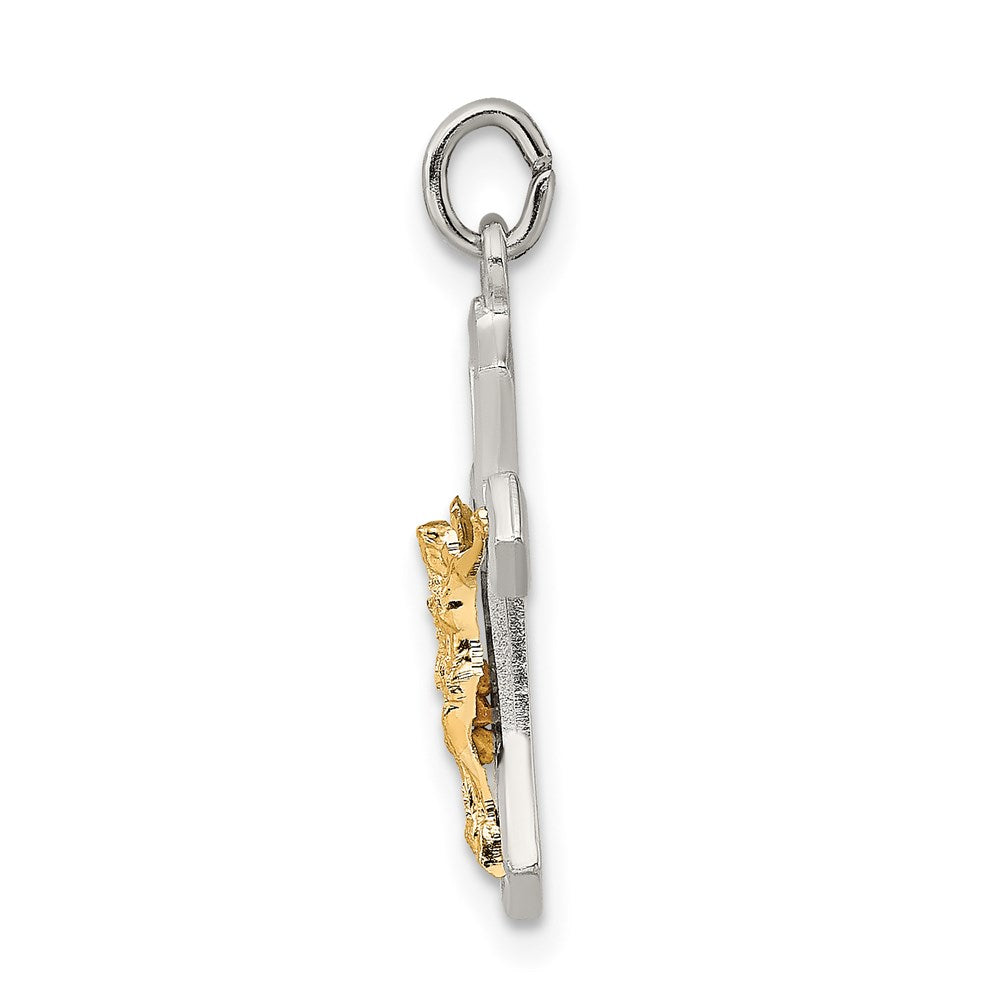 Sterling Silver & Gold-plated Polished Satin & D/C Crucifix Pendant QC9107