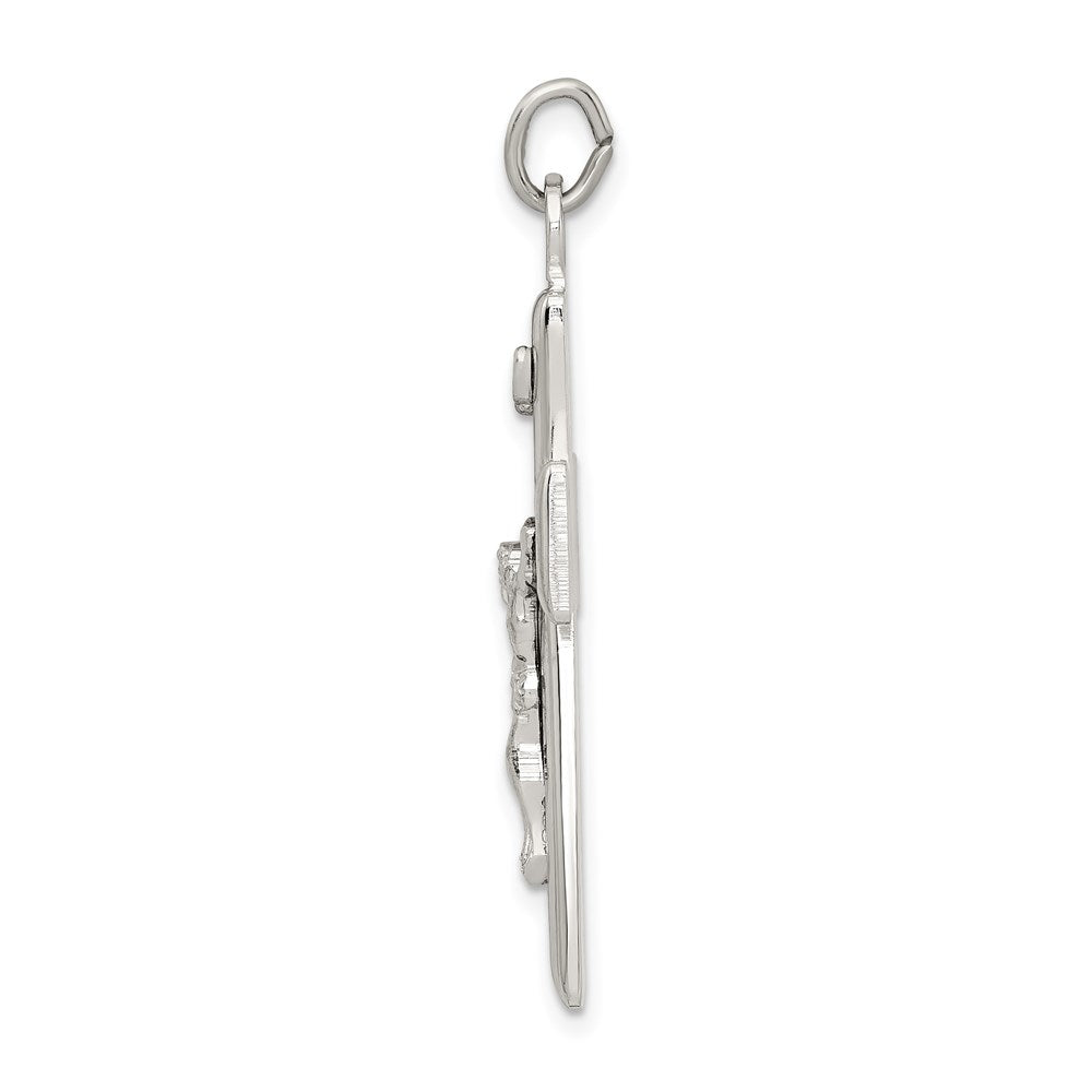 Sterling Silver Black Epoxy INRI Crucifix Pendant QC9108