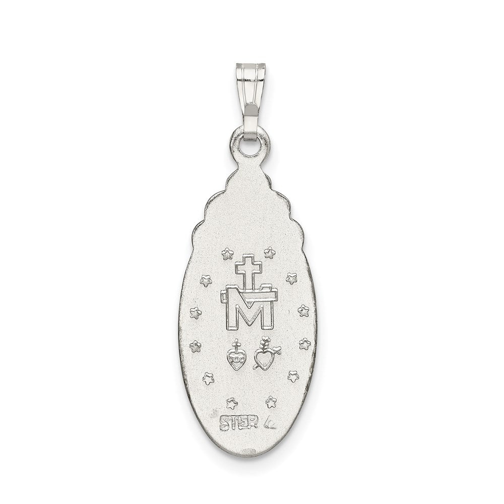 Sterling Silver Satin & D/C Epoxy & Crystal Miraculous Medal Pendant QC9113