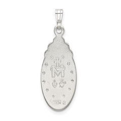 Sterling Silver White Epoxy & Crystal Miraculous Medal Pendant QC9114