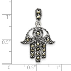 Sterling Silver Antiqued Marcasite Chamseh Pendant QC9160