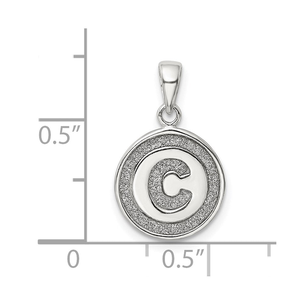 Sterling Silver Glitter Enamel Letter C Initial Circle Pendant QC9180C