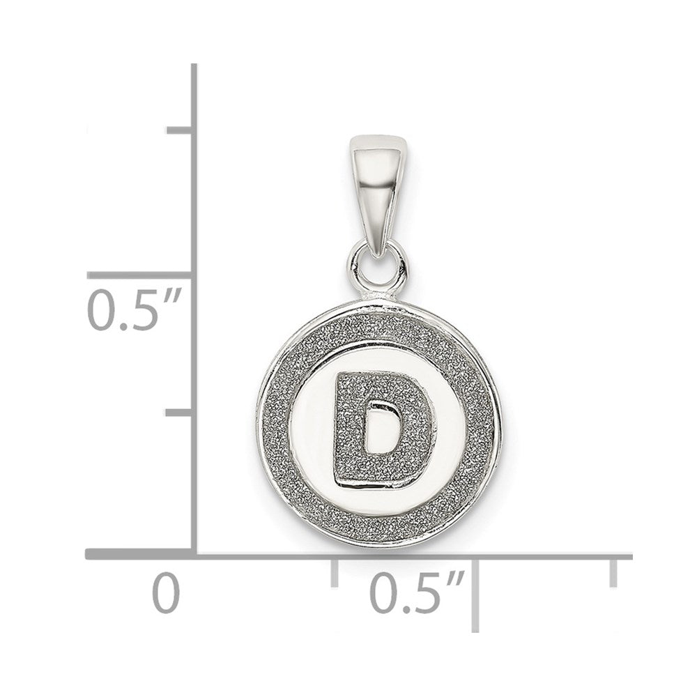 Sterling Silver Glitter Enamel Letter D Initial Circle Pendant QC9180D