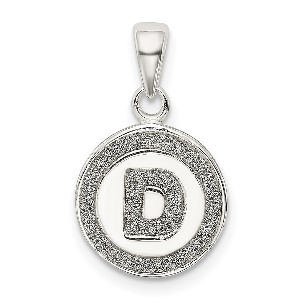 Sterling Silver Glitter Enamel Letter D Initial Circle Pendant QC9180D