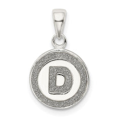 Sterling Silver Glitter Enamel Letter D Initial Circle Pendant QC9180D