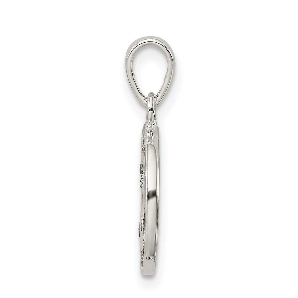 Sterling Silver Glitter Enamel Letter E Initial Circle Pendant QC9180E