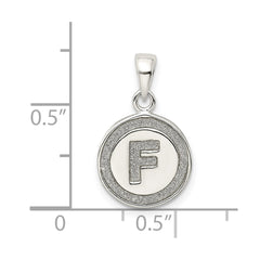 Sterling Silver Glitter Enamel Letter F Initial Circle Pendant QC9180F