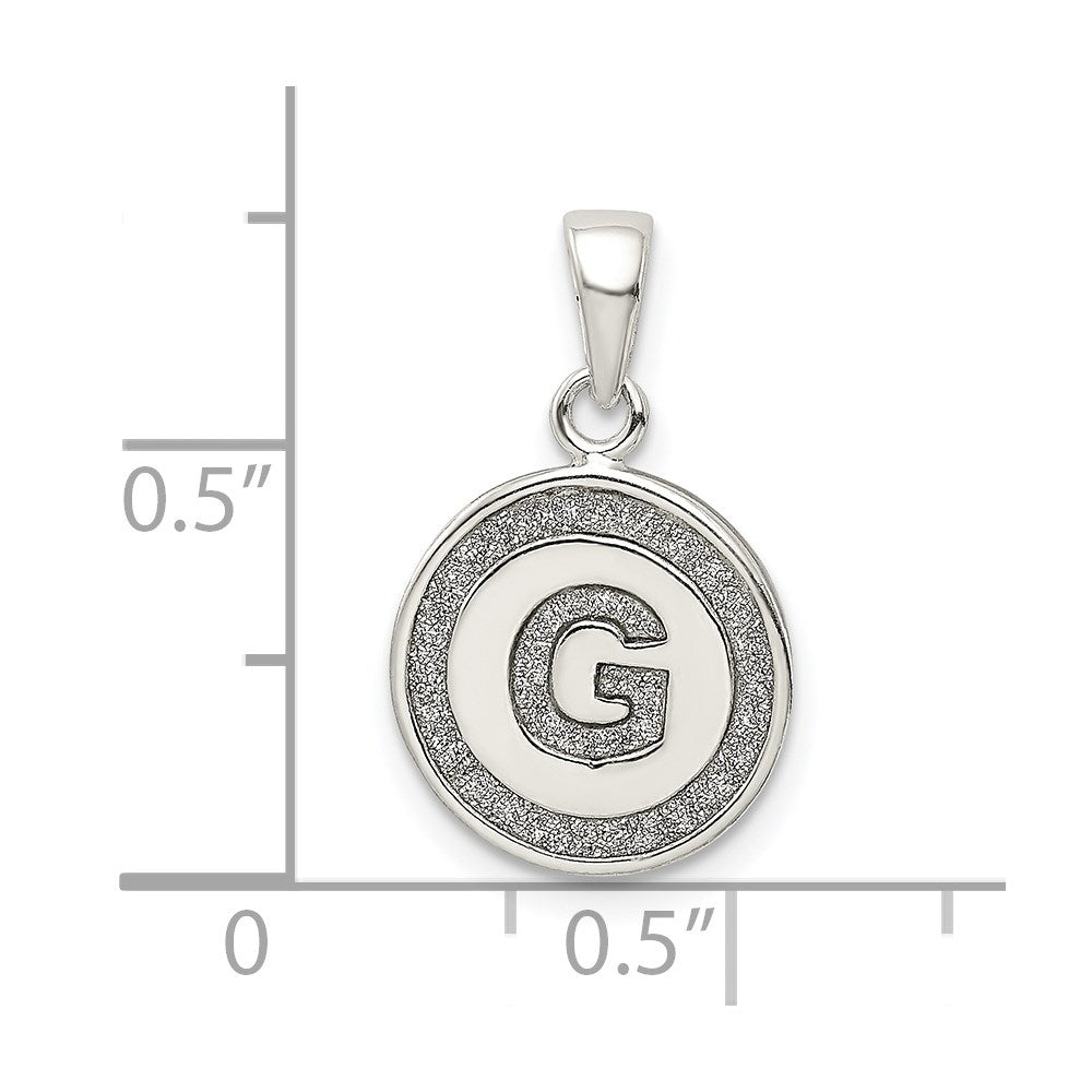Sterling Silver Glitter Enamel Letter G Initial Circle Pendant QC9180G