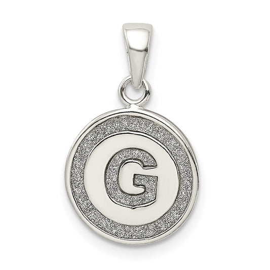 Sterling Silver Glitter Enamel Letter G Initial Circle Pendant QC9180G