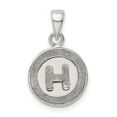 Sterling Silver Glitter Enamel Letter H Initial Circle Pendant QC9180H