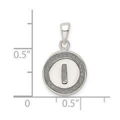 Sterling Silver Glitter Enamel Letter I Initial Circle Pendant QC9180I