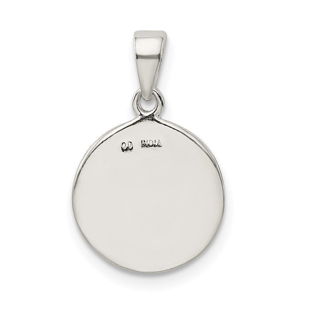 Sterling Silver Glitter Enamel Letter J Initial Circle Pendant QC9180J