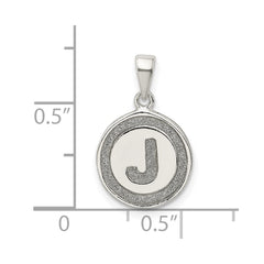 Sterling Silver Glitter Enamel Letter J Initial Circle Pendant QC9180J