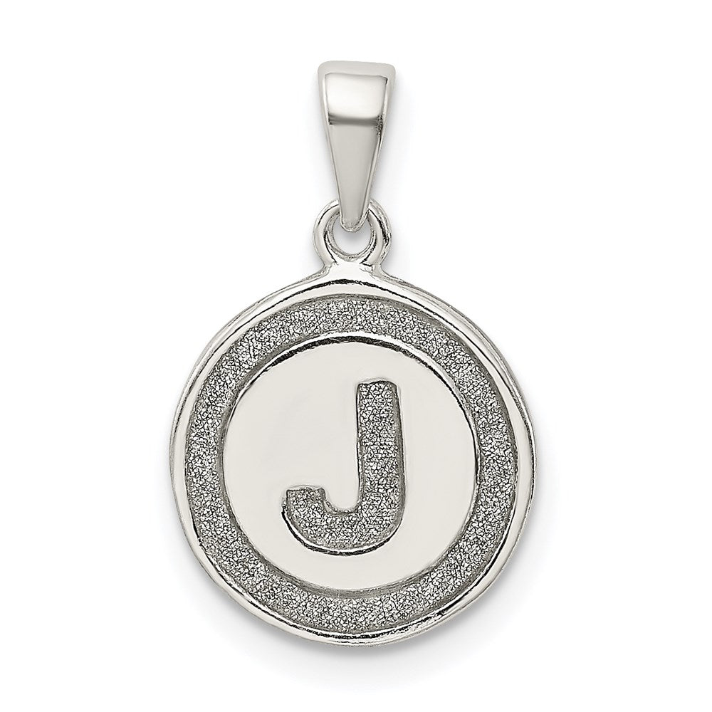 Sterling Silver Glitter Enamel Letter J Initial Circle Pendant QC9180J