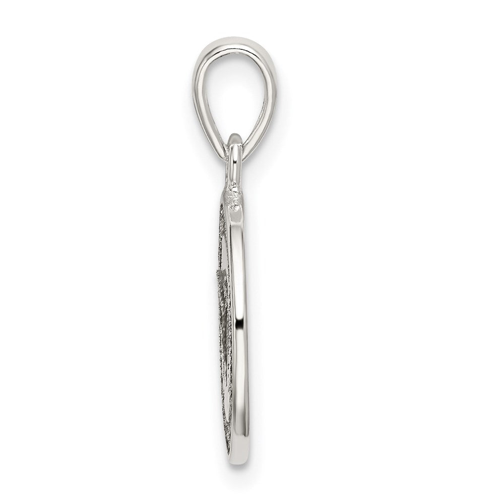 Sterling Silver Glitter Enamel Letter M Initial Circle Pendant QC9180M