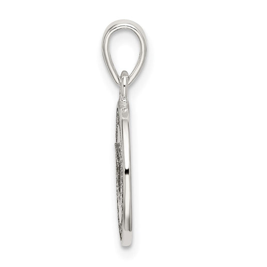 Sterling Silver Glitter Enamel Letter M Initial Circle Pendant QC9180M