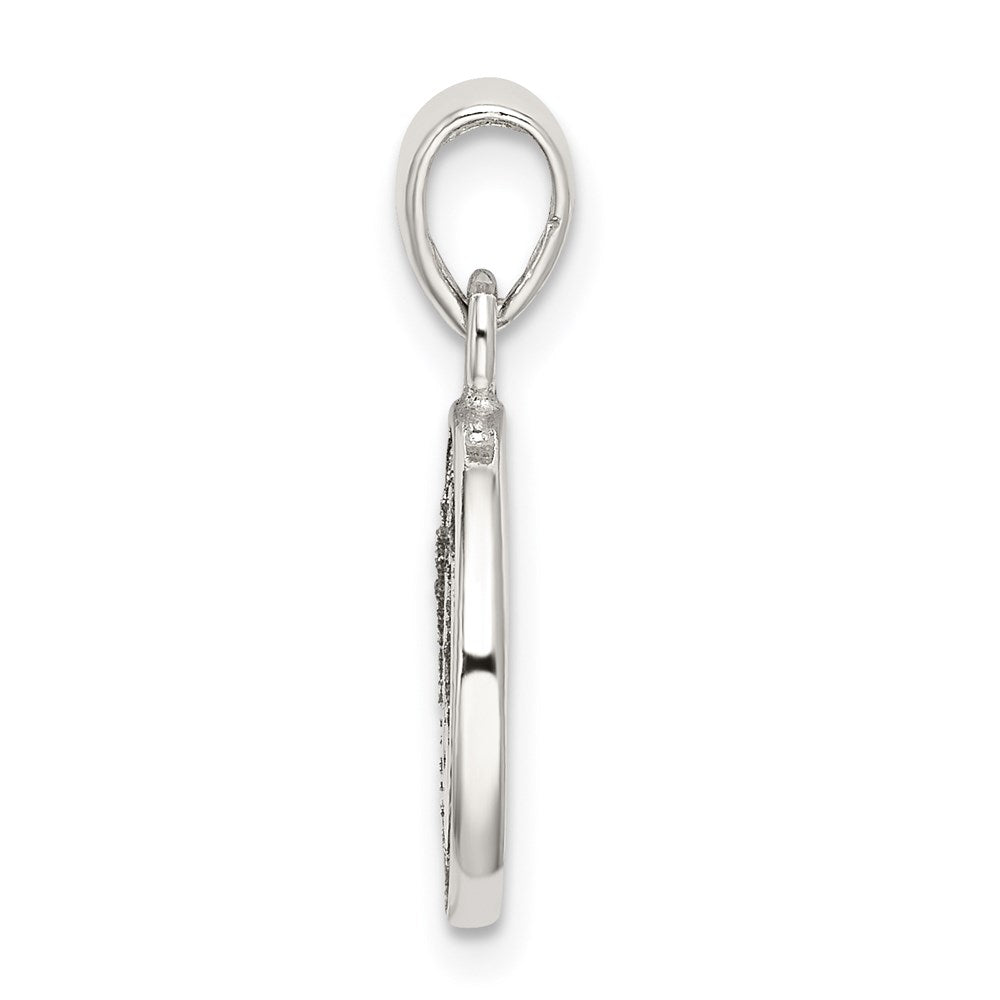 Sterling Silver Glitter Enamel Letter N Inital Circle Pendant QC9180N