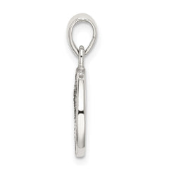 Sterling Silver Glitter Enamel Letter N Inital Circle Pendant QC9180N