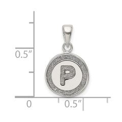 Sterling Silver Glitter Enamel Letter P Initial Circle Pendant QC9180P