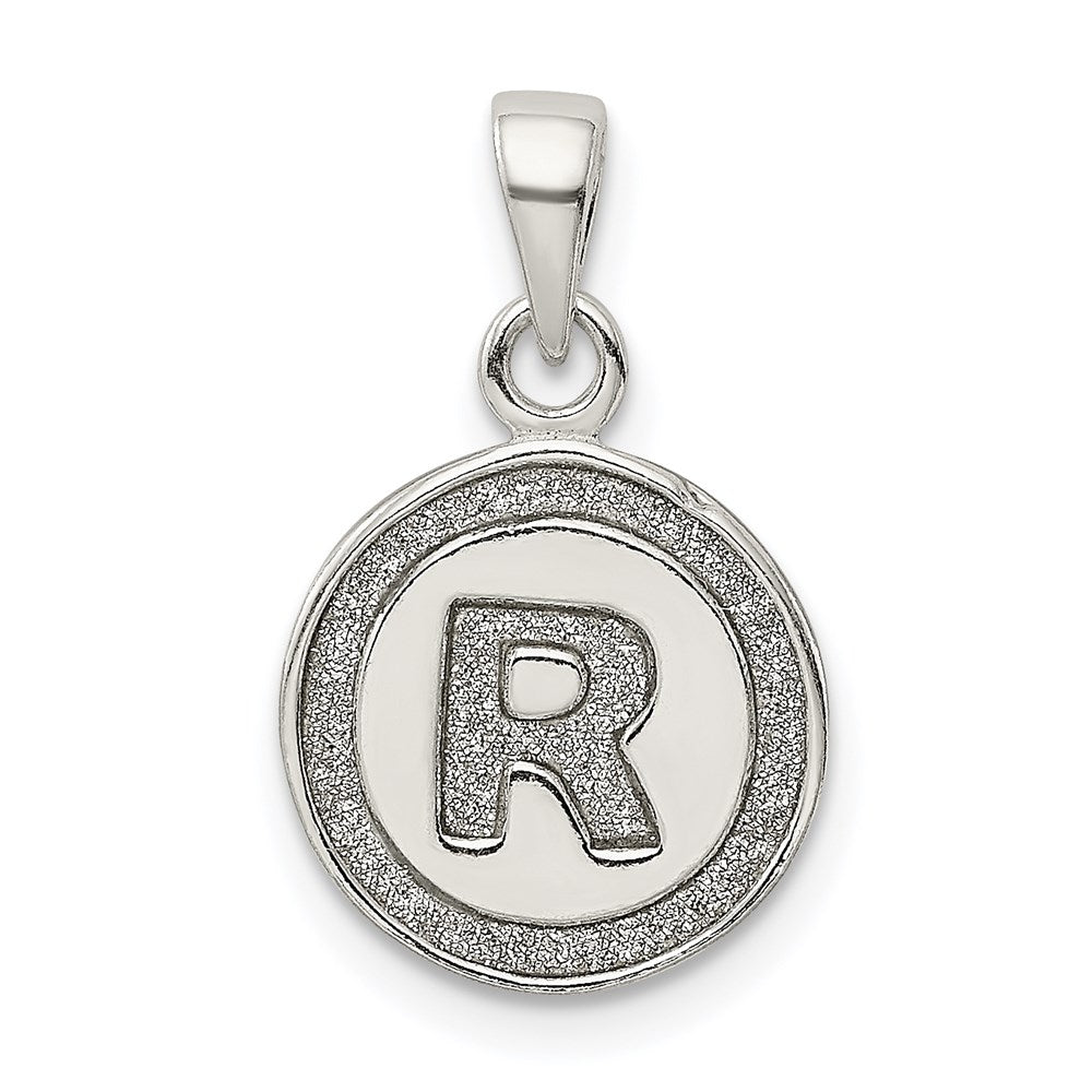 Sterling Silver Glitter Enamel Letter R Initial Circle Pendant QC9180R