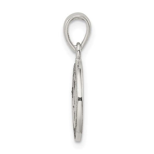 Sterling Silver Glitter Enamel Letter S Initial Circle Pendant QC9180S