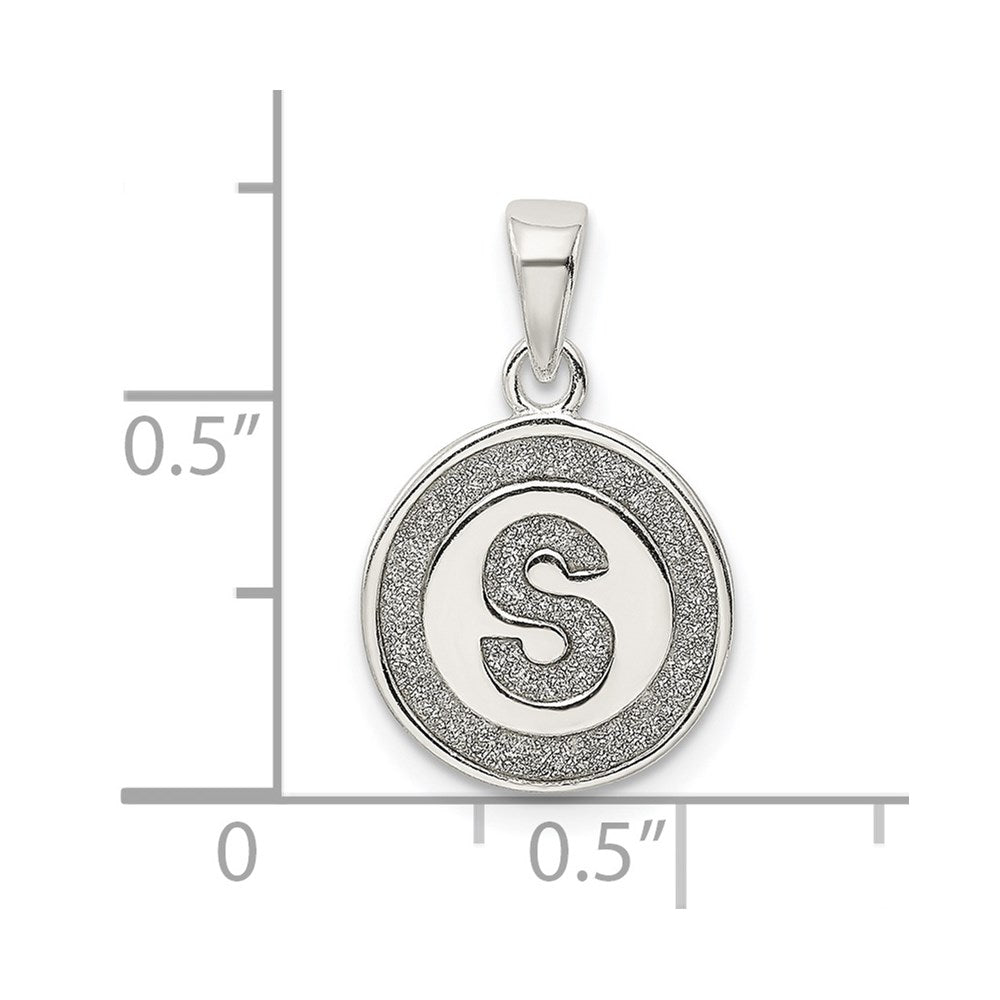 Sterling Silver Glitter Enamel Letter S Initial Circle Pendant QC9180S