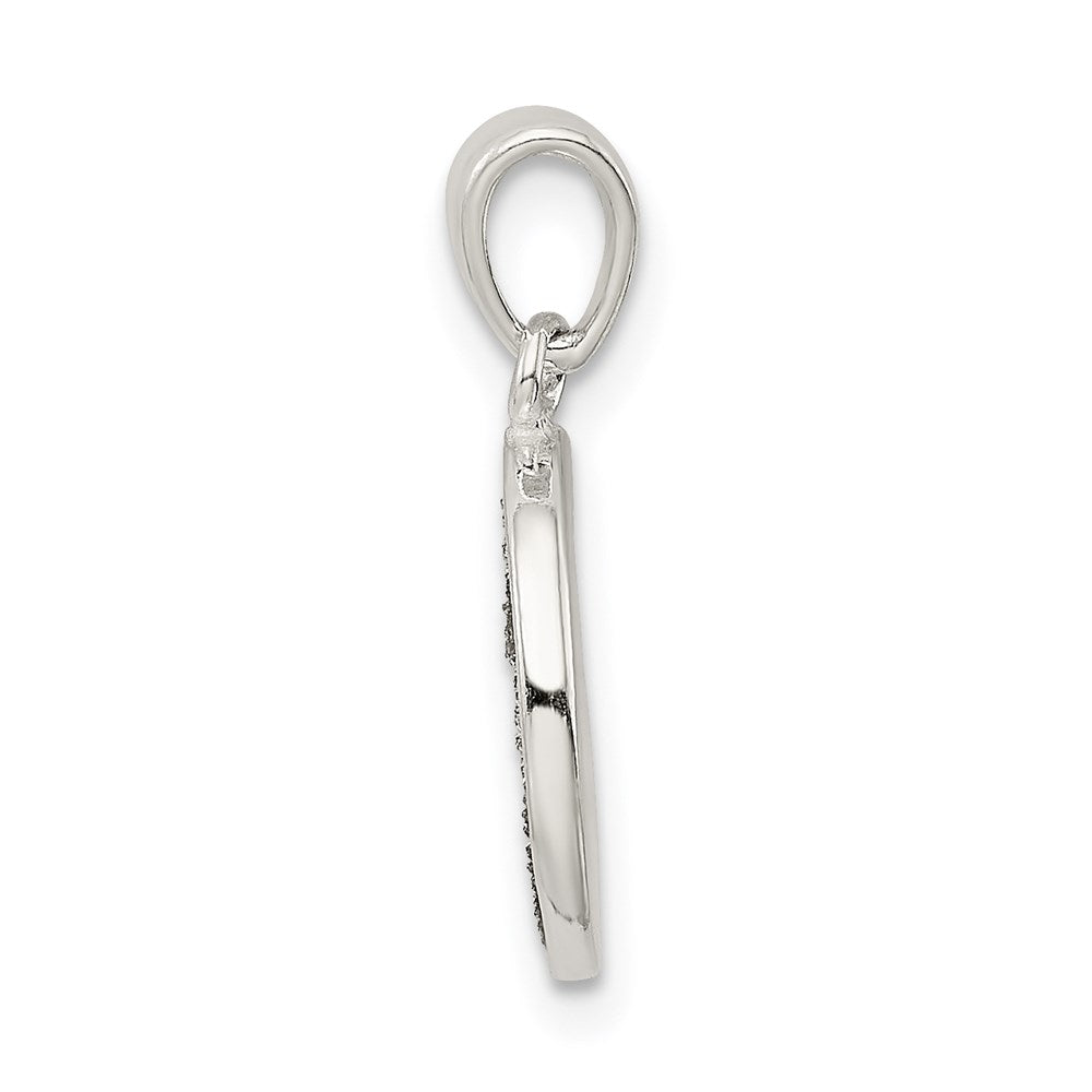 Sterling Silver Glitter Enamel Letter T Initial Circle Pendant QC9180T