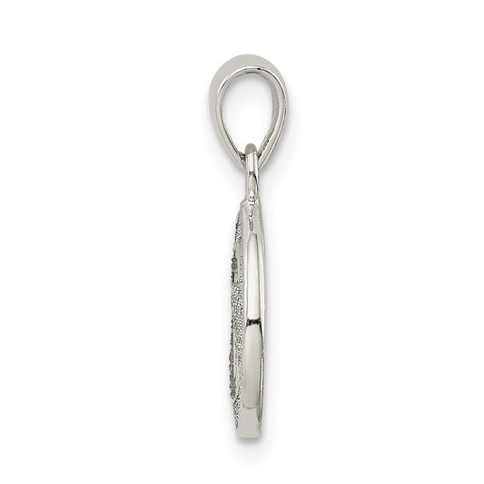 Sterling Silver Glitter Enamel Letter W Initial Circle Pendant QC9180W