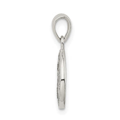 Sterling Silver Glitter Enamel Letter W Initial Circle Pendant QC9180W